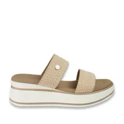 Mochi Women's Beige Casual Wedges image 3