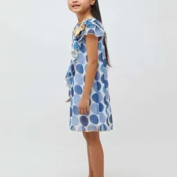 One Friday Kids Blue Printed Regular Fit Dress image 3