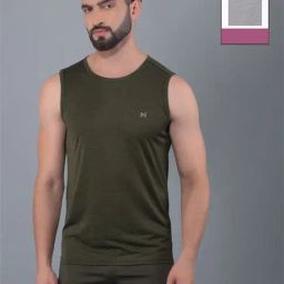 Force NXT Olive & Grey Regular Fit Gym Vest - Pack Of 2-picture-2