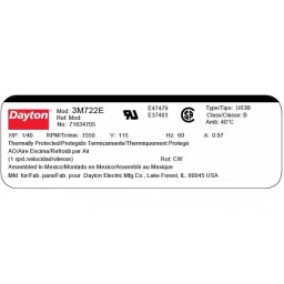 Dayton 1/40 HP Open Air-Over Stud Mount 1 Speed CWSE HVAC Motor, 3M722 image 3