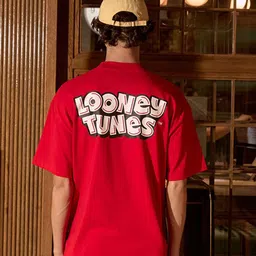 Bonkers Corner Men Looney Tunes Graphic Printed Round Neck Cotton Oversized T-shirt image 3