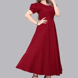 QENA Puff Sleeve Fit & Flare Maxi Dress image 5