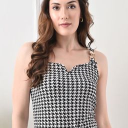 BAESD Women Checked Sweetheart Neck Top-picture-17
