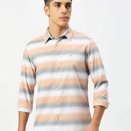 Basics Men Horizontal Striped Opaque Cotton Casual Shirt-picture-17