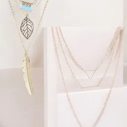 DressBerry Set Of 2 Gold-Plated Multi Layered Necklace image 1