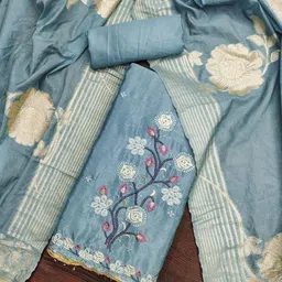 Rangtulika Ethnics Embroidered Silk Chiffon Unstitched Dress Material-picture-31