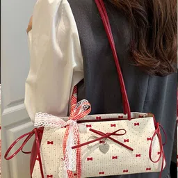 LULU & SKY Women Graphic Printed Structured Bow Detail Shoulder Bag image 4