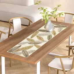 YWULY White & Grey Beads Embroidered Table Runner image 3