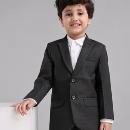 Babyhug Full Sleeves Party Wear Woven Blazer Solid- Black-image-12