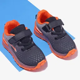 Cute Walk by Babyhug Velcro Closure Sneakers- Black Orange-image-89