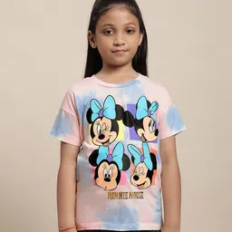 Kidsville Mickey & Friends Featuring Half Sleeves Minnie Mouse Printed Tee - Blue & Pink-picture-21