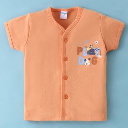 Tango Single Jersey Knit Half Sleeves Vest Dog Print - Orange-picture-29