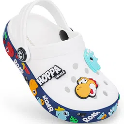 HOPPA SWEDEN Baby Dinosaurs Designed Perforated Clogs With Charms - White image 3