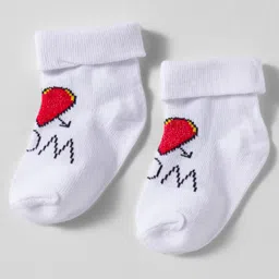 Doodle Poodle Cotton Knit Ankle Length I Love Mum Dad Printed Socks Pack of 3 - White & Grey image 2