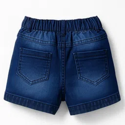 Babyhug Denim Mid Thigh Shorts With Floral Embriodery - Blue image 2