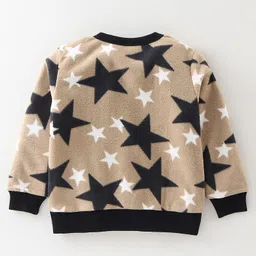 CrayonFlakes Full Sleeves Stars Printed Polar FleeceCoordinatingSweatshirt & Joggers Set - Brown image 4