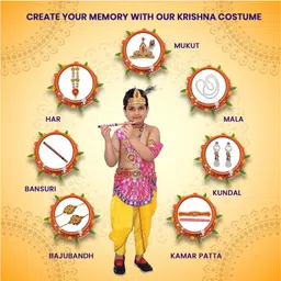 Kaku Fancy Dresses Janmashtami Theme Paisley Printed Krishna Costume Set - Pink image 4