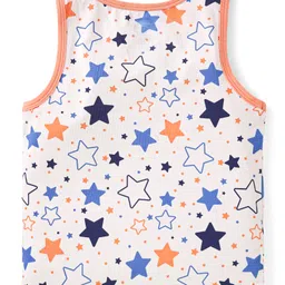 Babyoye Cotton Elastane Knit Sleeveless Vests With Star & Bear Print Pack Of 3 - Yellow White & Light Blue image 3