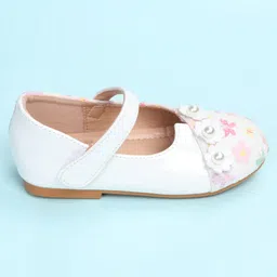 Cute Walk by Babyhug Velcro Closure Ballerina with Bow Applique - White image 3