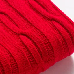 Honeyhap Knit Bio Finish Full Sleeves Round Neck Pullovers With Cable Knit Design - Mars Red image 4