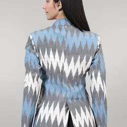 Talethread Ikat Printed Cotton Single-Breasted Casual Blazer image 3