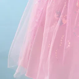 Mark & Mia Cap Sleeves Knee Length Partywear Frock with Sequin Detailing & Bow - Pink image 5