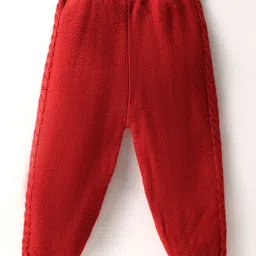 Babyhug Knitted Full Sleeves Sweater Set with Cable Net Design - Red image 5