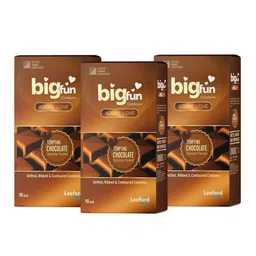 BIGFUN Set Of 3 Dotted Ribbed & Contoured Condoms -Tempting Chocolate - 10 Pcs Each-picture-12