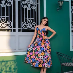 Stylecast X Hersheinbox Floral Print A-Line Midi Dress image 1
