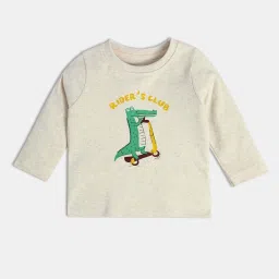 MINIKLUB Boys Blue & Oatmeal Marl Printed Full Sleeves T-Shirt image 3