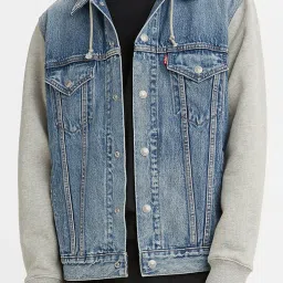 Levi's Blue Cotton Regular Fit Colour Block Denim Jacket image 3