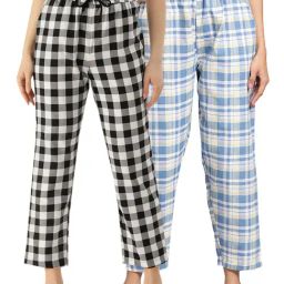 Kryptic Blue & Black Cotton Checks Lounge Pants (Pack Of 2)-picture-47