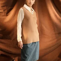 KAZO Brown Solid Sweater image 3