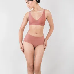 Shapercult Peach Cotton Polyblend Solid Bra image 3