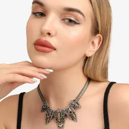 Sohi Multicolour Designer Statement Stones Necklace image 3