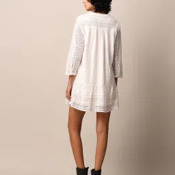 Only White Self Design A Line Dress image 3