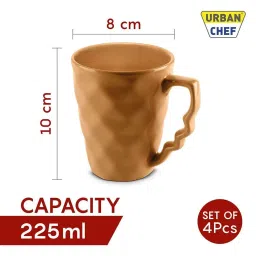 Urban Chef Pink & Brown Ceramic Microwave Safe Coffee Mug (0.225 L) - Set of 4 image 3