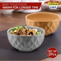 Urban Chef Grey & Brown Ceramic Handcrafted Microwave Safe Bowl (0.5 L) - Set of 2 image 3