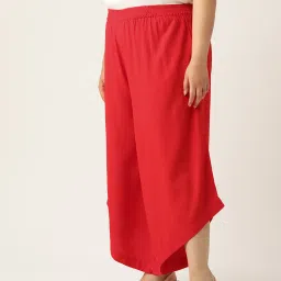 theRebelinme Red Relaxed Fit High Rise Plus Size Culottes image 3