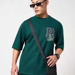 SF JEANS by Pantaloons Men Varsity Drop-Shoulder Sleeves Applique T-shirt image 2