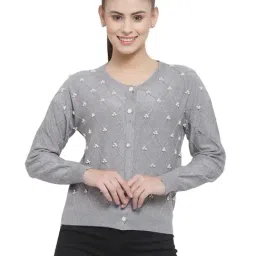 Mafadeny Grey Embellished Cardigan-image-14