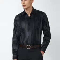 Van Heusen Black Cotton Regular Fit Striped Shirt-picture-24