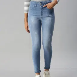 SHOWOFF Low Distress Blue Slim Fit Denim Jeans-image-95