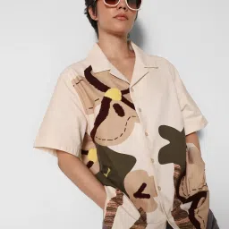 Only Beige Cotton Printed Shirt image 3