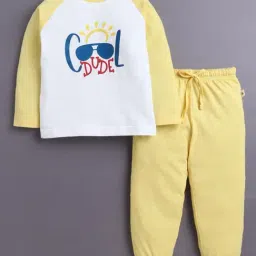 Bumzee Kids Yellow & White Cotton Graphic Pyjama Sets-picture-20