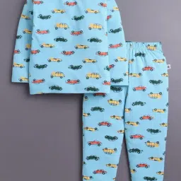 Bumzee Kids Sky Blue Cotton Graphic Pyjama Sets-picture-18