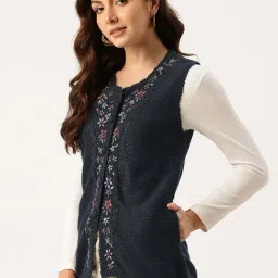 Apsley Navy Regular Fit Embroidered Cardigan image 3