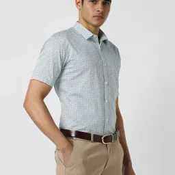 Van Heusen Blue Cotton Slim Fit Printed Shirt image 3