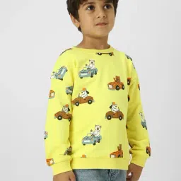 Nauti Nati Boys Yellow Printed Regular Fit Sweatshirt image 3