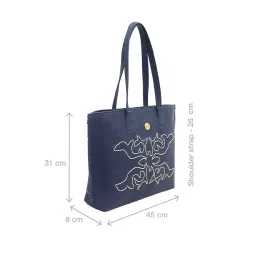 Hidesign WILD WEST  Blue Embroidered Large Shoulder Handbag image 3